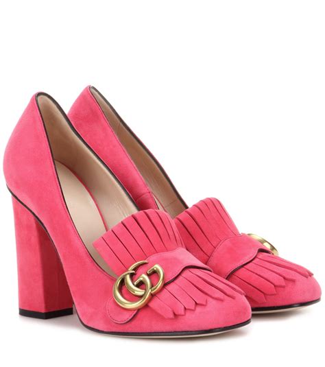 gucci loafers heels|gucci suede loafer.